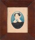 Watercolor miniature portrait of a woman ca 1830