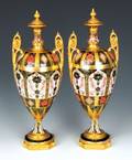 Pair of Royal Crown Derby porcelain urns