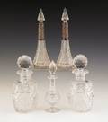 Two pair of cut glass decanters