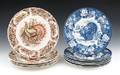 Set of eight Staffordshire plates by Woods with turkey decoration