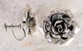 Jewel Art Sterling Rose Earrings Screw Backs