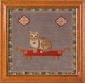 Victorian wool needlework of a cat 19th c