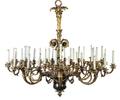 A Louis XVI Style Gilt Bronze and Tole FortyTwo Light Chandelier