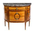 A Louis XVI Gilt Bronze Mounted Parquetry Commode