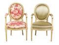 A Pair of Louis XVI Style Painted Fauteuils