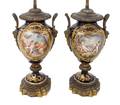 A Pair of Sevres Style Gilt Bronze Mounted Porcelain Vases