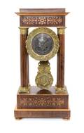 A Napoleon III Rosewood and Marquetry Portico Clock