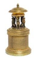 A Continental Gilt Bronze Inkwell