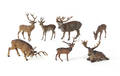Seven Austrian cold painted bronze elk and deer figures