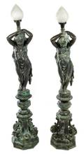 A Pair of Bronze Figural Torcheres