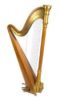 A Lyon  Healy Parcel Gilt Satinwood Harp