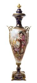 A Gilt Bronze Mounted Sevres Style Porcelain Urn