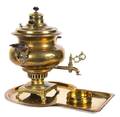 A Russian Brass Samovar with Undertray