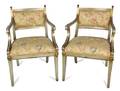 A Pair of Scandinavian Painted Open Armchairs