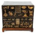A Chinese Black and Gilt Lacquer Brides Box