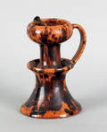 American redware fat lamp 19th c