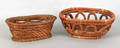 Two Pennsylvania oval rye straw fruit baskets mid 19th c