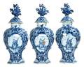 Three Delft Tin Glaze Porcelain Covered Vases