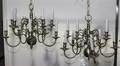 A Pair of Dutch Baroque Style Pewter TenLight Chandeliers