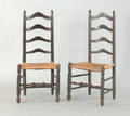 Pair of Pennsylvania painted maple ladderback side chairs ca 1770