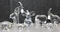 A Collection of Seven Studio Glass Elephant Figures