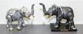 Two Silvered Metal Articulated Elephant Figures