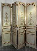 A Pair of Painted Four Panel Screens
