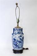 A Blue and White Porcelain Lamp