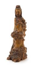 A Carved Rootwood Figure of a Guanyin
