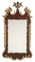 Georgian mahogany and giltwood looking glass ca 1755
