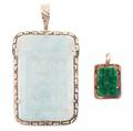 Group of Two Chinese Jade Necklace Pendants