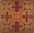 Painted pine doublesided Parcheesi and checkerboard