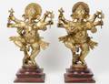 TWO BRASS FIGURES OF THE HINDU GOD GANESHA
