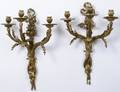 PAIR LOUIS XVI STYLE GILT BRONZE WALL LIGHTS