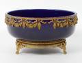 FRENCH GILT METAL MOUNTED BLUE GLAZED BOWL