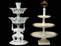 TWO PORCELAIN TIERED CENTERPIECES