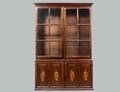 GEORGE III INLAID MAHOGANY BOOKCASE BREAKFRONT