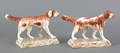 Pair of Staffordshire figures of hounds early 19th c