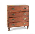 English mahogany twopart campaign chest