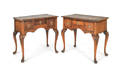 Pair of George II style burl veneer dressing tables