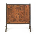 Mission oak firescreen with needlework panel
