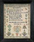 English silk on linen sampler dated 1852
