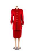 St John Collection Red Knit Skirt Suit