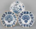 Three Dutch Delft blue and white chargers mid 18th c