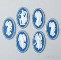 Six Wedgwood Dark Blue Jasper Dip Polishededge Medallions