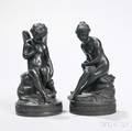 Pair of Wedgwood Black Basalt Cupid and Psyche Figures