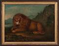 AngloAmerican School 19th Century Recumbent Lion in a Landscape