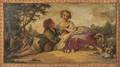 French School 19th Century Young Shepherdess and Courting Youth in a Landscape