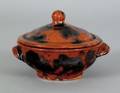 Berks County Pennsylvania redware covered bowl mid 19th c