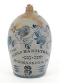 James Hamilton Greensboro Pennsylvania cobalt decorated stoneware jug 19th c